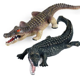 OhMill 2 Pcs Crocodile Toy Alligator Toy Figure Crocodile Statue Home Decor Wildlife Stuffed Animal Figurine Plastic Animals