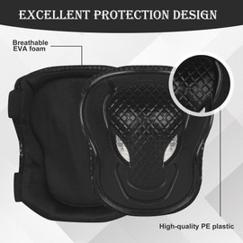 LIAILA Children's Inline Skate Pads for Children, Pack of 6, Knee Pads, Suitable for Protectors Children and Protectors for Teenagers, Adjustable Knee and Wrist Guards for Skating and Cycling