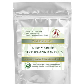 Lonjevitee Phytoplankton Plus Gold Grade, Vegan Omega 3, 13.1% DHA and 3.9% EPA, Now Free from Fish Oil. 100 g Pouch