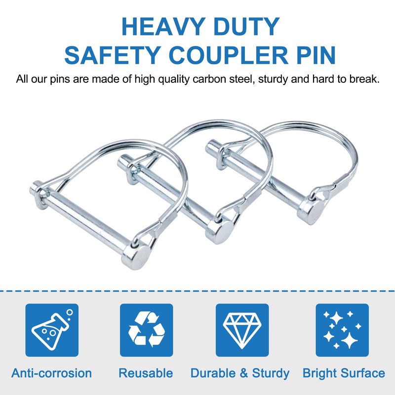 INCREWAY 10pcs Wire Lock Pin, 1/4" Heavy Duty Safety Coupler