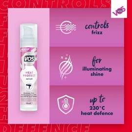 VO5 Heat Protection Hair Serum Made Smooth and Controls Frizz for Beautifully Smooth Hair and Illuminating Shine Up to 230C Heat Defence, Perfect for Coarse, Dry Hair, 50ml (Buy 4)