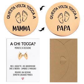 Italienisch Schwangerschaft Geschenk Entscheidungsmünze Geschenke zur Baby Geburt Geschenkidee für Werdende Mütter Werdender Väter Neue Papa Mama Taufgeschenke Jungen Mädchen (Rosegold)