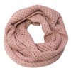 Bowbear Solid Color Warm Winter Knit Infinity Scarf, Pink_A