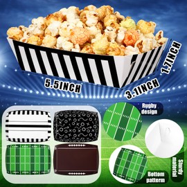Newtay 100 Pcs Football Party Decorations Football Party Supplies Paper Football Serving Tray Disposable Football Food Plates Snack Food Trays for Football Birthday Sport Party Decorations, 4 Designs