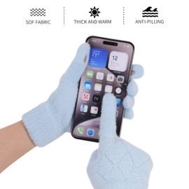 GERIINEER IHIGOGOFA Winter Gloves Touchscreen Knitted Gloves Finger Gloves Sport Warm and Windproof Winter Gloves for Skiing Cycling Suitable for Men and Women, blue