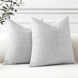 OTOSTAR Linen Throw Pillow Covers Set of 2 Decorative Square Pillowcases Cushion Covers 26x26 Inch for Home Decor Sofa Bedroom Car 65 x 65 CM Light Grey