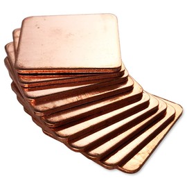 Copper Platelets [20 x 20 x 1 mm] [Pack of 10] Copper Pad Heatsink | Suitable for GPU RAM SSD VRAM VRM Control Boards Electronics LED SMD IC