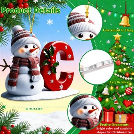 Snowman Letter Name Ornaments for Christmas Tree, 2D Christmas Decoration 2036, Hanging Ornaments A-Z Xmas Family Keepsake Xmas Stocking Stuffers Gifts for Kids Adults (P)