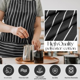 NLUS 1 Pack Kitchen Cooking Aprons, Adjustable Bib Soft Chef Apron with 2 Pockets for Women Men (Black)