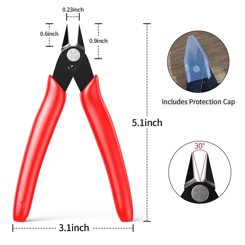 BOENFU Cable Tie Flush Cutter Small Wire Cutters 5 Inch
