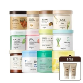 SKINFOOD 60 pads + foam SET, choose 1 of 12 pads, rice acorn foam 30ml*2 / 스킨푸드 패드본품60매+폼 SET 패드 12중 택1 라이스 도토리폼 30ml*2