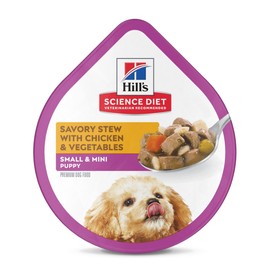 Hill's Science Diet Puppy, Puppy, Small & Mini Breeds Puppy Premium Nutrition, Wet Dog Food, Chicken & Vegetables Stew, 3.5 oz Tray, Case of 12
