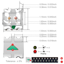 CHANZON 100 pcs SMD 0603 (1.6mm x 1.6mm) Red & Yellow-Green LED Diode Lights 20mA Lighting Bulb Lamps Electronics Components Indicator Light Emitting Diodes
