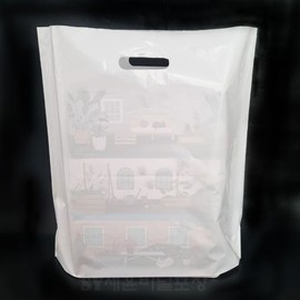 1 Piece - 100 Sheets (Bottom M-shape 40*40+6cm) Milky White PE Bag Loop Handle Bag