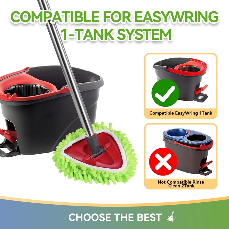 2 Pack Reusable Microfiber Mop Pads Compatible with O-Cedar EasyWring