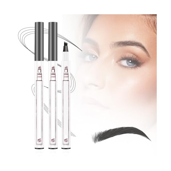 2 PCS Waterproof Brow Pencil with Micro-Fork Tip,3D Magic Eyebrow
