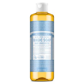 Dr Bronner's 18-In-1 Hemp Baby Unscented Pure-Castile Soap 16fl oz 473ml