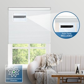 Solar Powered Rechargeable Motorized Blinds【Free Solar Panel】 100% Blackout Cellular Shades with Remote, Cordless Automatic Electric Blinds, 48" Wx64 H, Grey