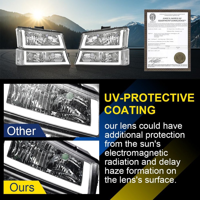 LQI LED DRL Headlights Assembly Compatible with Chevy Silverado Avalanche