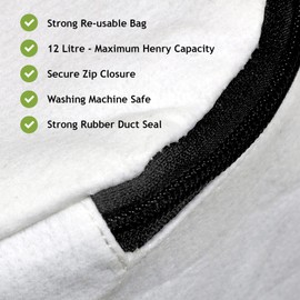 SPARES2GO Cloth Filter + Reusable Washable Zip Bag for Numatic Henry Hetty etc Vacuum (+ Air Fresheners)