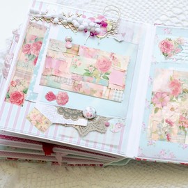 GLKTOPO Scrapbook Paper Pack, Pink Watercolor Rose Flower Pattern Paper, 6 Inches Single-Sided Decopodge Paper, Spring Floral Decorative Supplies for Card Making Album Background - 24 Sheets (R2332)