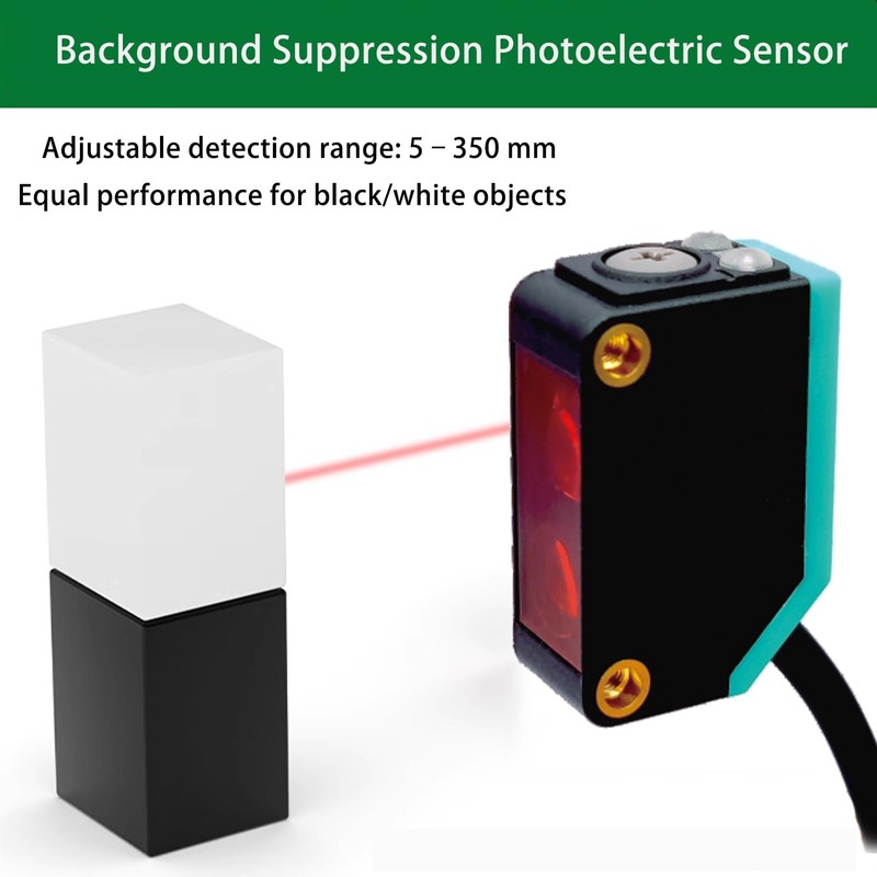 BG-38N Photoelectric Sensors,Background Suppression Diffuse Photoelectric Sensor,Sensing Distance 5-350mm,10–30VDC,NPN Output,Detection