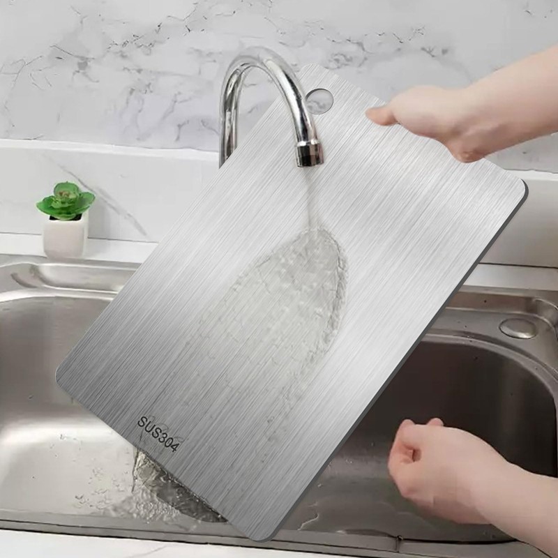 XQMMGO Titanium Chopping Board, Stainless Steel, Double-Sided Food Grade, Easy