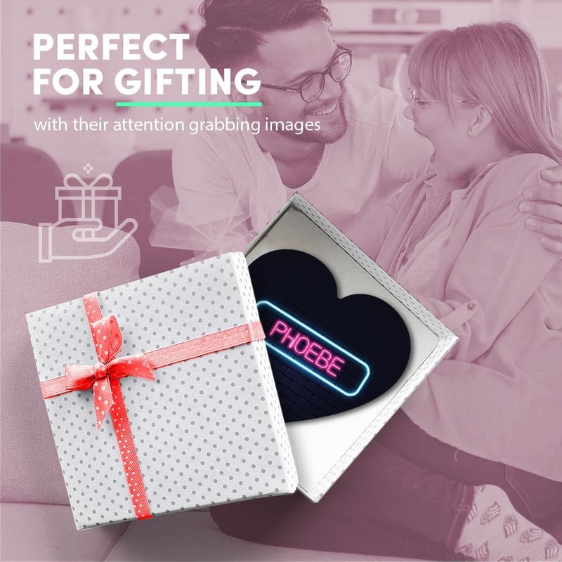 1x Heart MDF Magnet 6cm - Neon Sign Design Phoebe