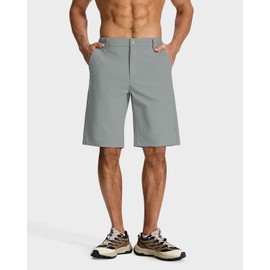 SNOWTEN Men's Classic Fit 11 Inch Golf Shorts Lightweight Quick-Dry Stretch Fabric with 4 Pockets for Hiking Casual Work Grey 32