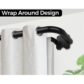 2 Pack Black Wrap Around Double Curtain Rods Set, USFOOK Blackout Dual Curtain Rods for Windows 32 to 58 Inch, 6/8 Inch Room Darkening Curtain Rod, Decorative Drapery Rods for Home