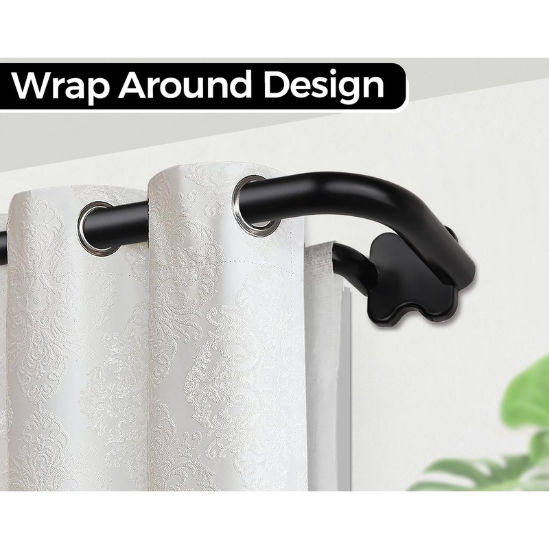 2 Pack Black Wrap Around Double Curtain Rods Set, USFOOK