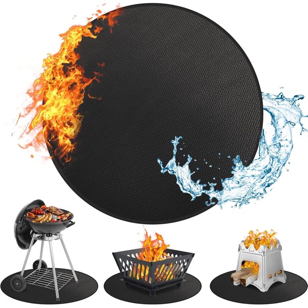 Round Fire Pit Mat for Outdoor Grill Fiberglass Oil Proof