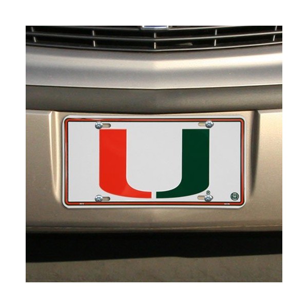 Miami Hurricanes White Metal License Plate
