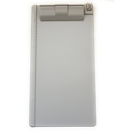 4.7" X 9" Mini Clipboard / Receipt Bill Holder Pad with Pen Pencil Holder and 200 mm Ruler Scale / Gray