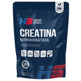 HS HERO SPORT Creatina Monohidratada Micronizada de Alta Pureza 750g Pre Entreno en Polvo. 5g de Creatina por Porción, 100% Pura, 100% Natural, 0 Azúcar, Sin Sabor, Sin Olor, Bottle Free, Incluye Cuchara Medidora.