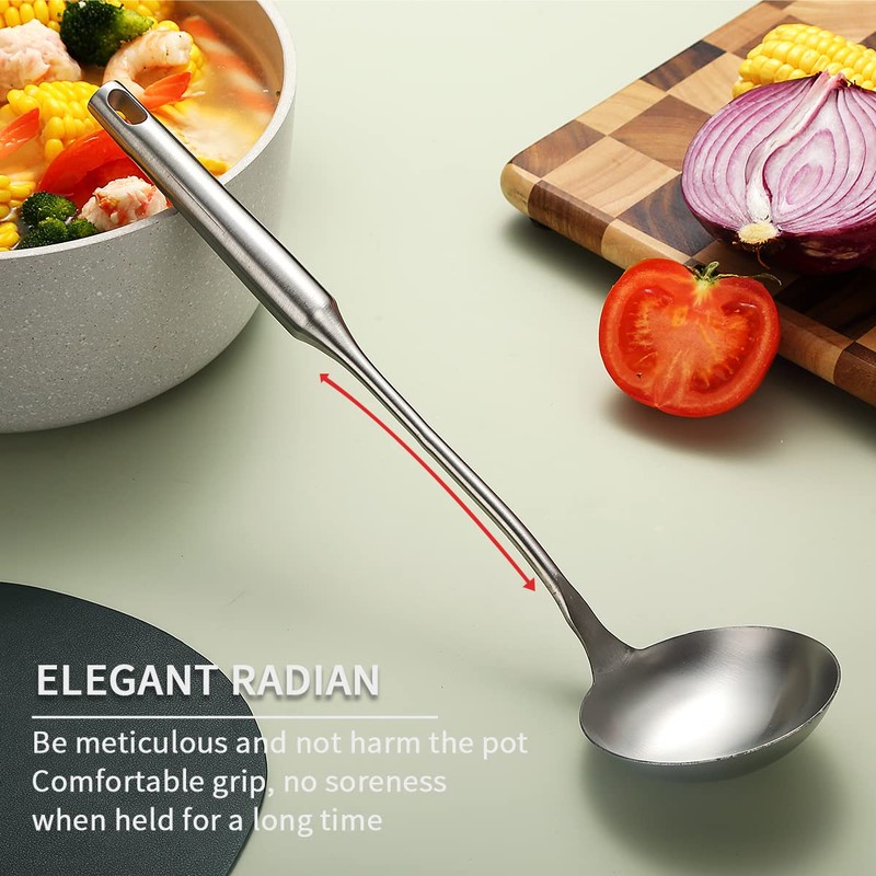 Evanda Stainless Steel Silver Soup Ladle, Serving Spoon, for Restaurant