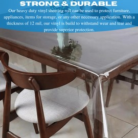 VBS - Clear Vinyl Sheeting - 12 Mil 4.5"" Wide - Vinyl Plastic Sheeting, Clear Vinyl Roll, Clear Vinyl Sheet for Storm Windows, Covering, Protection, Tablecloth Protector (4.5' x 5'), VBSCVS1245