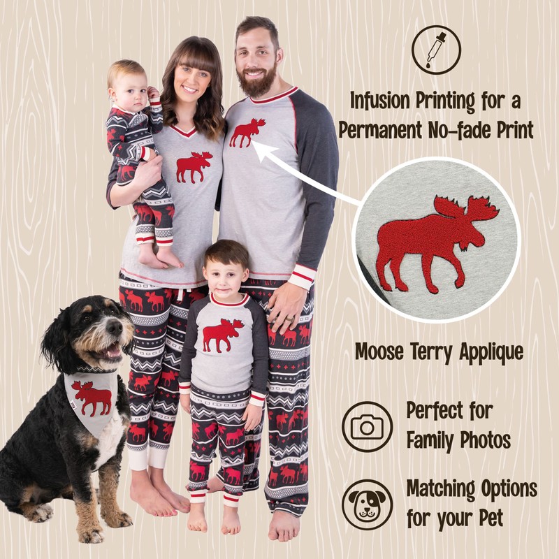 Lazy One Cabin Moose Family Matching Christmas Pajamas Set, Matching