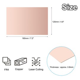 PATIKIL 4.8x7.2 inch Double Sided Copper Clad Laminate PCB, 6 Pcs 0.8mm Thickness FR4 Copper Plated Universal Circuit Prototype Board for Etching DIY PCB Kit