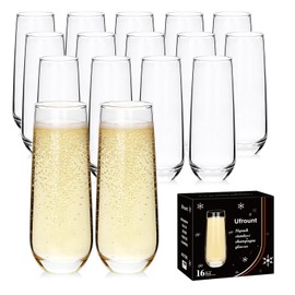 Ufrount Stemless Champagne Flutes Set of 16, 9.5 oz Champagne Glasses