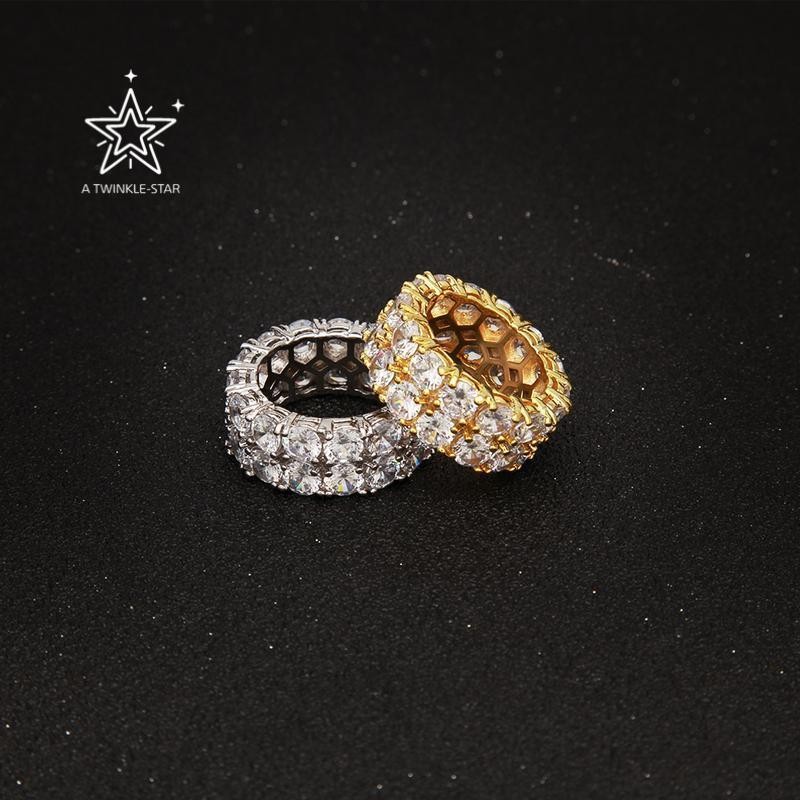 2 Row VVS Synthetic Moissanite Tennis Rings For Women Men