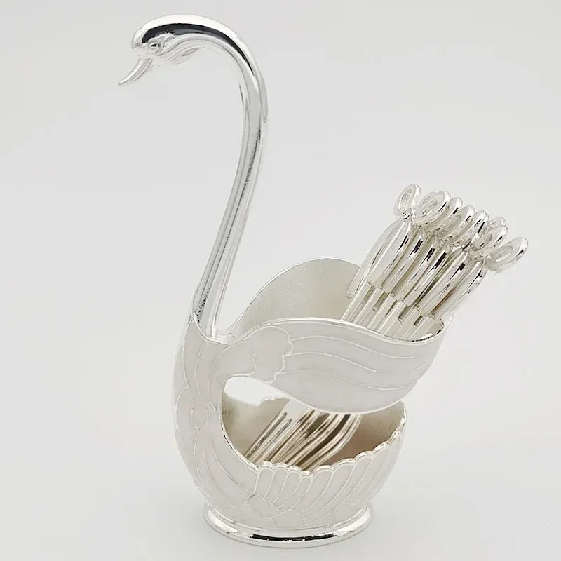 Elegant Swan Spoon and Fork Holder, Decorative Metal Cutlery Organizer