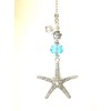 Textured Silvery Starfish with Turquoise Glass Ceiling Fan Pull