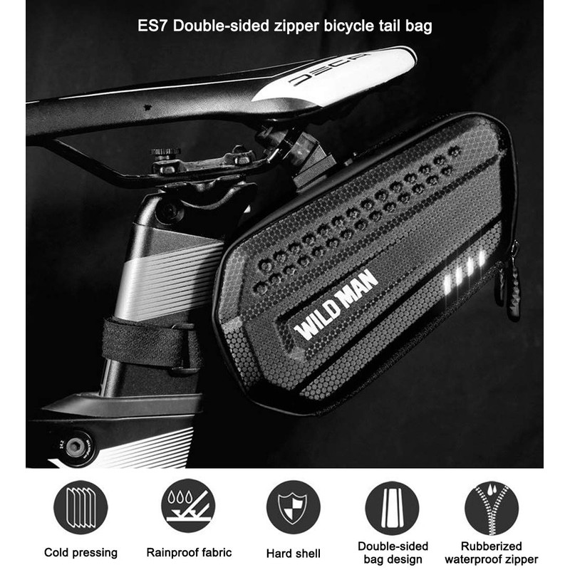 WILD MAN 1.2L Cycling Waterproof Hard Shell Bike Saddle Bag