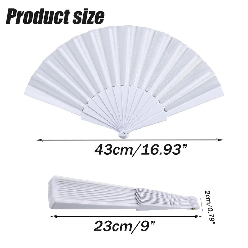 Wzenclave 4Pcs Hand Fans Foldable Folding Fans Silk Fabric Fan