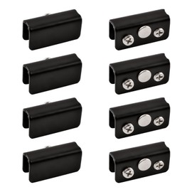 UFURMATE Non Magnetic Latch Clamp, 8Pcs Stainless Steel Adjustable Frameless Glass Clips Rectangular Magnetic Door Touch Clamps Glass Cabinet Latch Clamp for 5-8mm Thick Glass Door (Black)