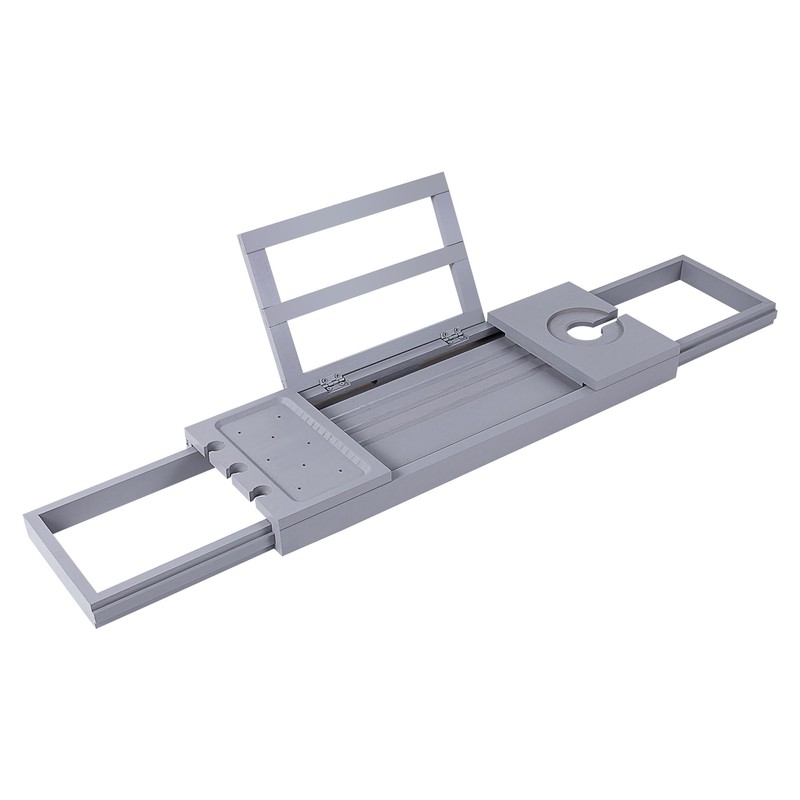 Utoplike Bathtub Tray Caddy Bamboo, Grey Bath Table for Tub