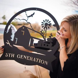 RealSteel Farmhouse Monogram, Outdoor Family Name Sign, Outdoor Decor, Farmhouse Decor Metal Sign, Perfect Entry Roads, Front Gates, Barns, Silos and Stables, Family Homes, Gift Shop Gifts (24", Gold)