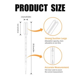 Plastic Transfer Pipettes, Disposable Pipette Transfer Pipettes for Essential Oil Pipette Makeup Tool(1ml/3ml/5ml) (100 pcs, 5ml)