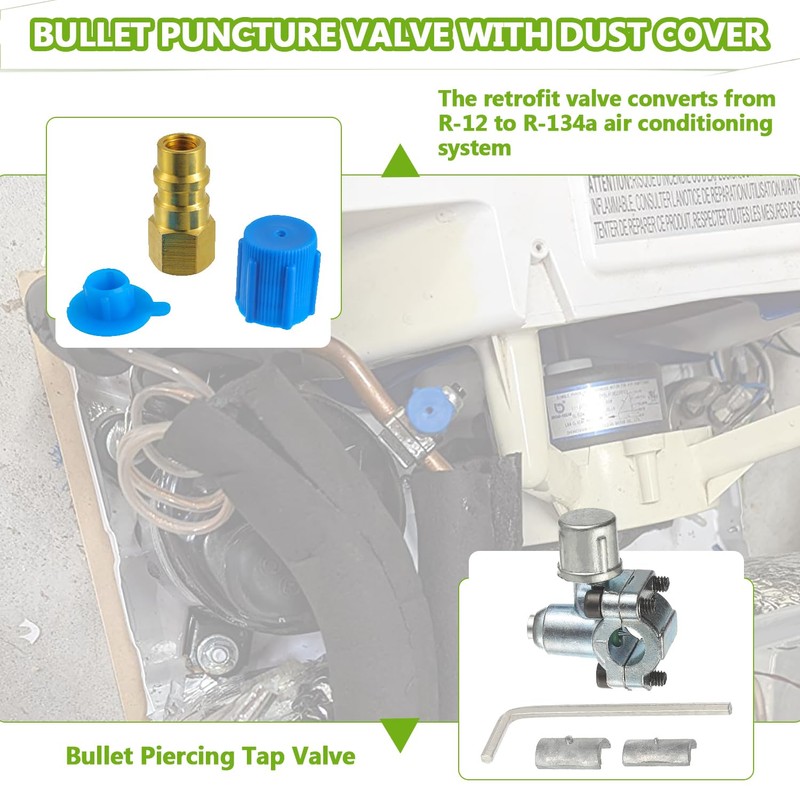 EPLZON R12 to R134A Bullet Piercing Valve Kit with Dust